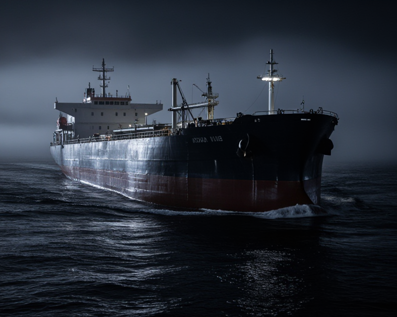 Cinematic Oil Tanker in Mist