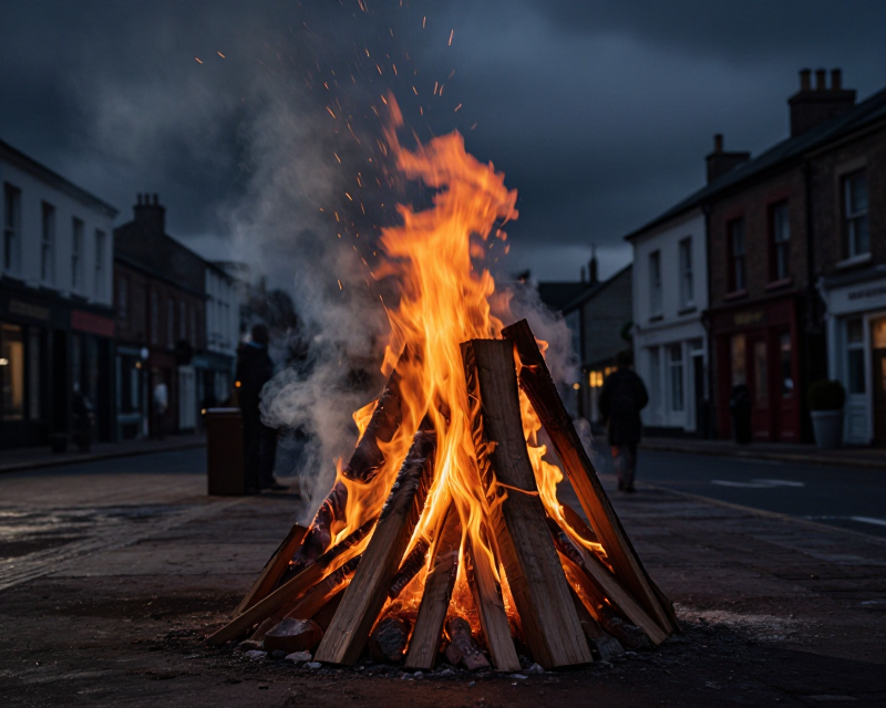 Cinematic Night Scene of a Burning Structure