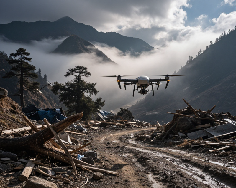 Drone search in Nepal flood site