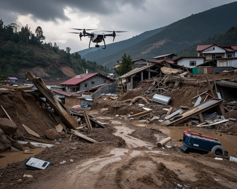 Nepal Flood Aftermath Scene