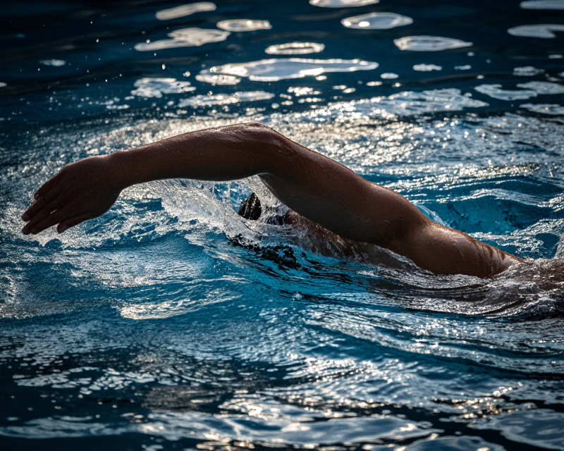 Swimmer breaking record