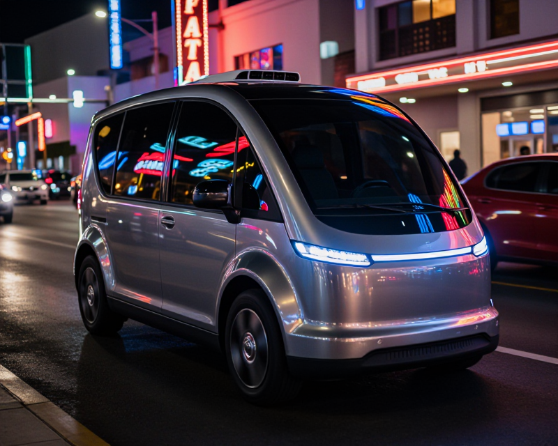 Futuristic Autonomous Robotaxi in Las Vegas