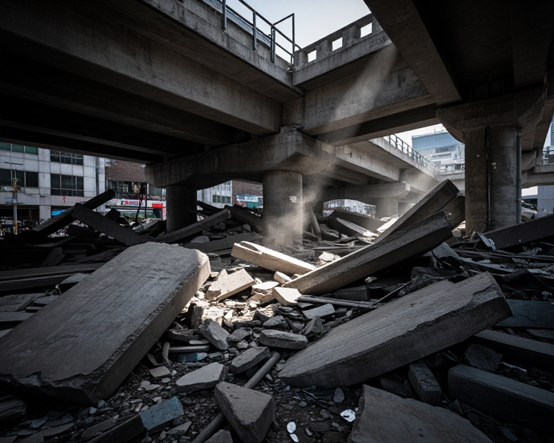 Collapsed Overpass Scene