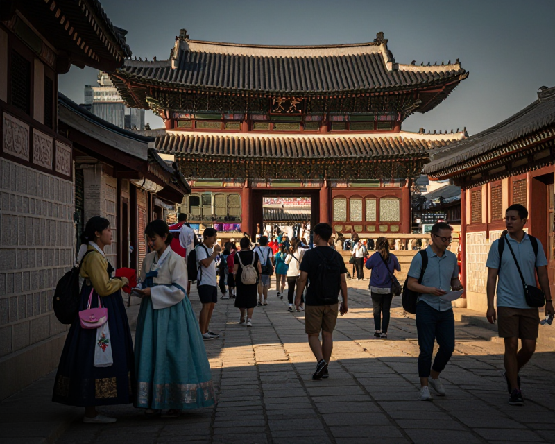 Cinematic Korean Tourism Scene